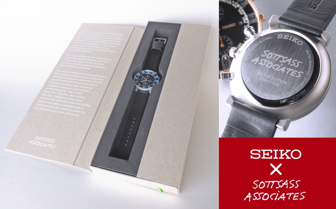 セイコーとソットサスのコラボレーション腕時計専用BOXと裏蓋画像