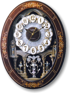 リズム「象嵌細工のからくり掛け時計」4MN546RH06の画像