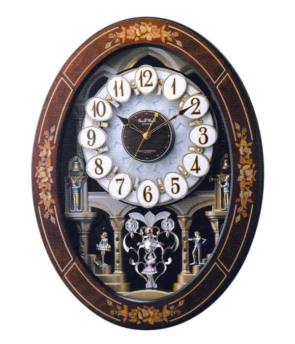 リズム「象嵌細工のからくり掛け時計」4MN546RH06の画像