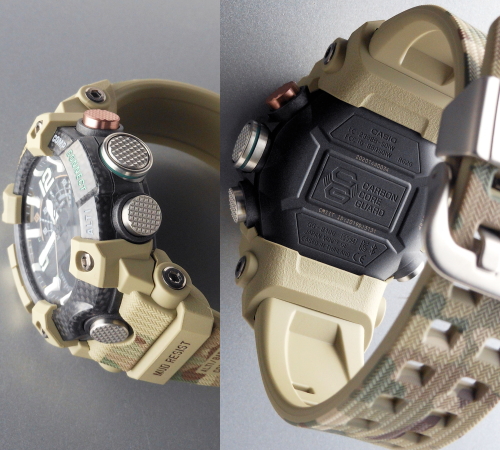 GG-B100BA-1AJR/G-ショック「マッドマスター」と「イギリス陸軍」のコラボレーションモデル側面画像と裏蓋画像